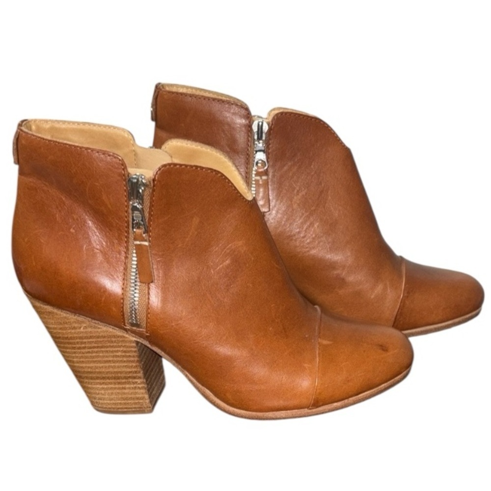 Rag & Bone Margot Genuine Leather Bootie Boots Brown Tan Zipper Size 41